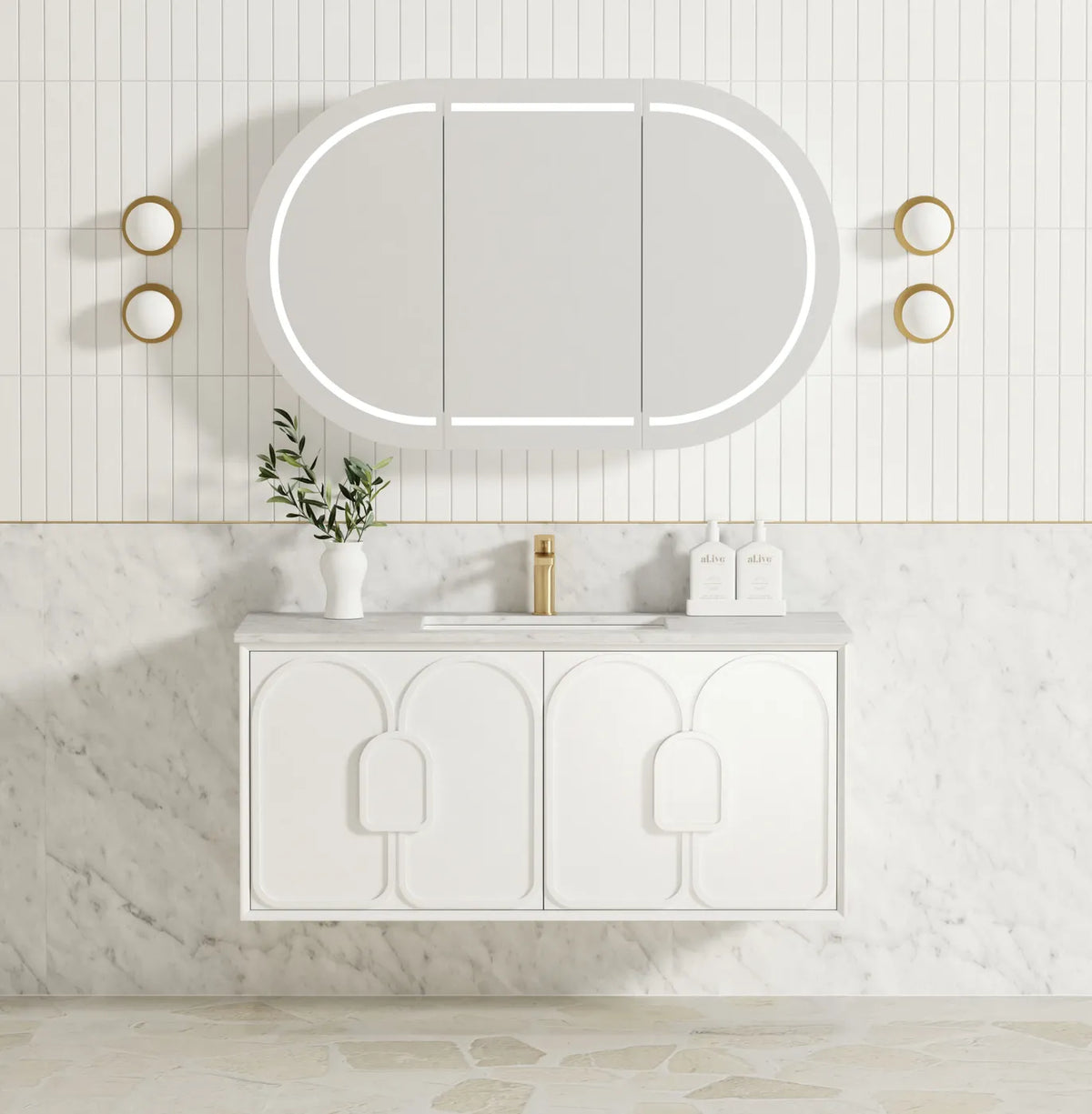 Otti Laguna Wall Hung Vanity, Satin White