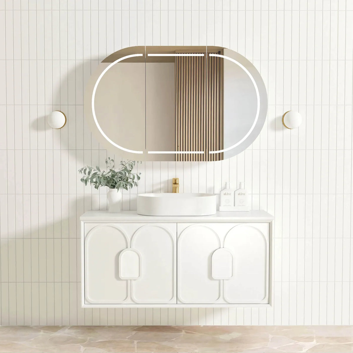 Otti Laguna Wall Hung Vanity, Satin White