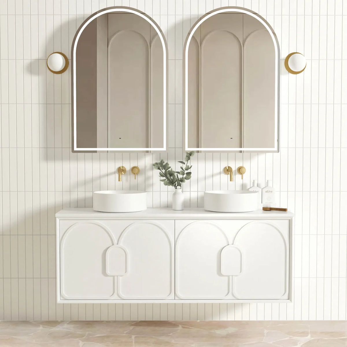 Otti Laguna Wall Hung Vanity, Satin White