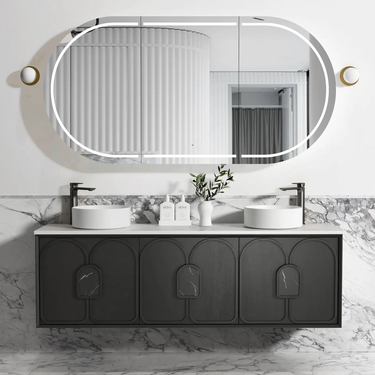 Otti Laguna Wall Hung Vanity, Black Oak