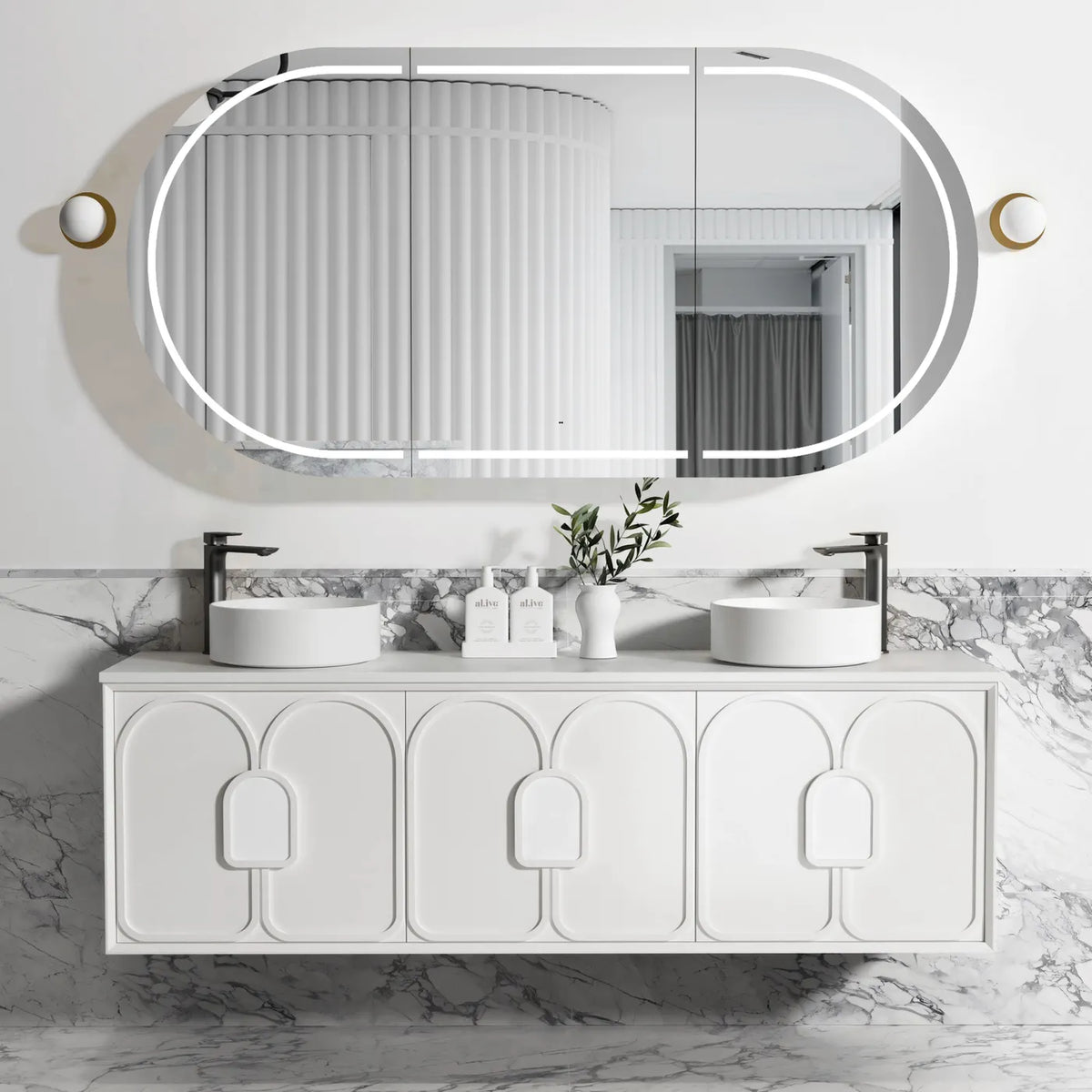 Otti Laguna Wall Hung Vanity, Satin White