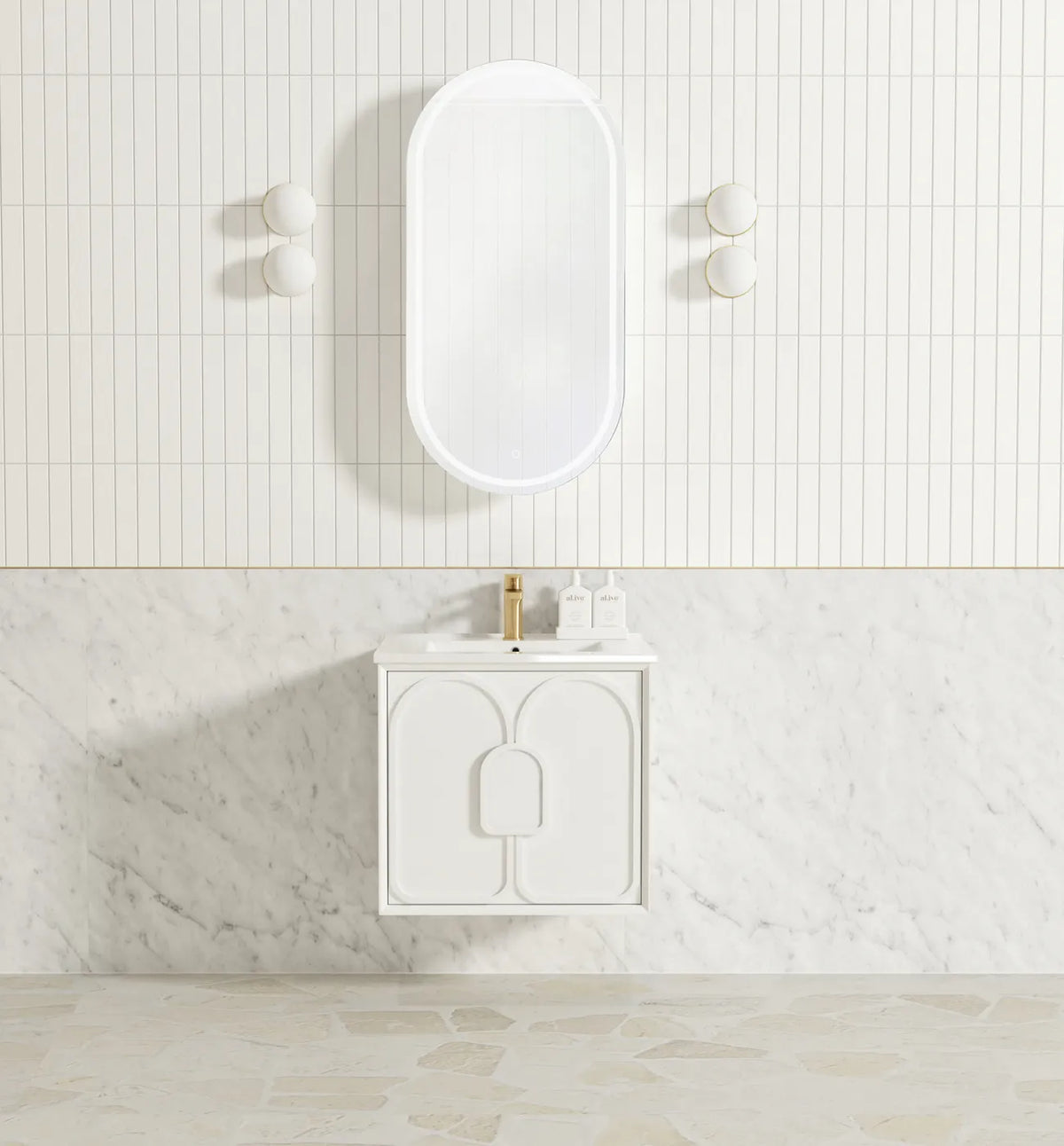 Otti Laguna Wall Hung Vanity, Satin White