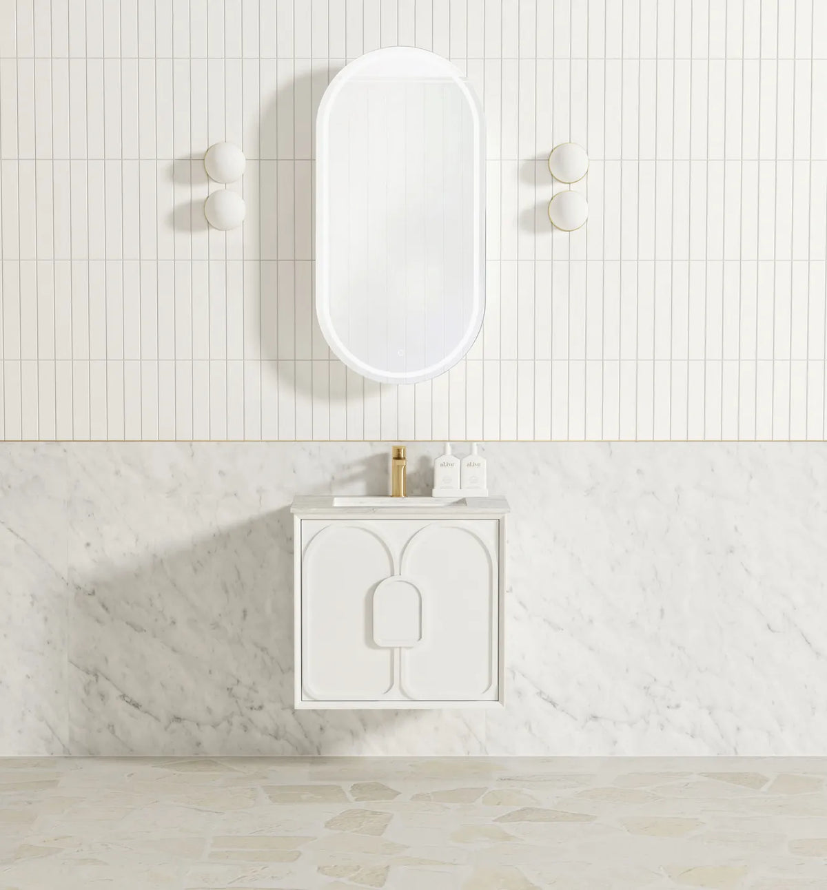 Otti Laguna Wall Hung Vanity, Satin White
