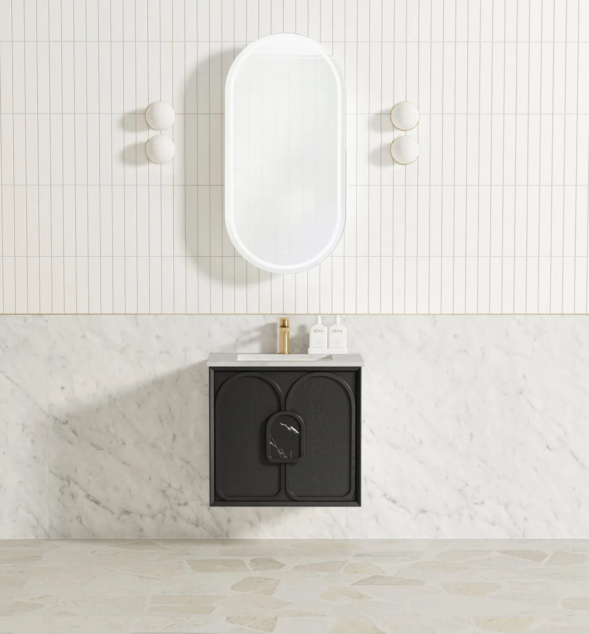Otti Laguna Wall Hung Vanity, Black Oak
