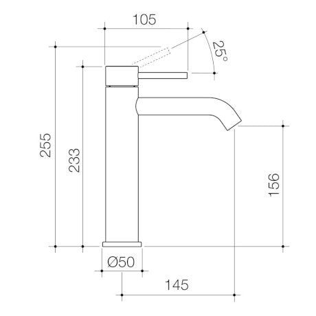 Caroma Liano II Low Lead Mid Tower Basin Mixer Brushed Brass 96342BB6AF - Special Order
