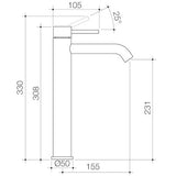 Caroma Liano II Low Lead Tower Basin Mixer Brushed Nickel 96343BN6AF - Special Order