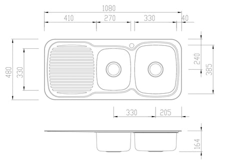 Oliveri Ll137 Lakeland 1 And 3/4 Bowl Left Hand Drainer Sink - Pre Order Top Mounted Kitchen Sinks