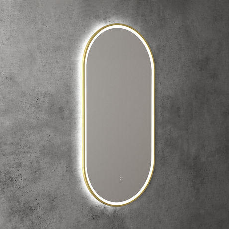 Aulic Beau Monde Oblong Pill LED Mirror Brushed Gold 450 x 900mm LMBM-450-BG Brushed Gold Mirrors