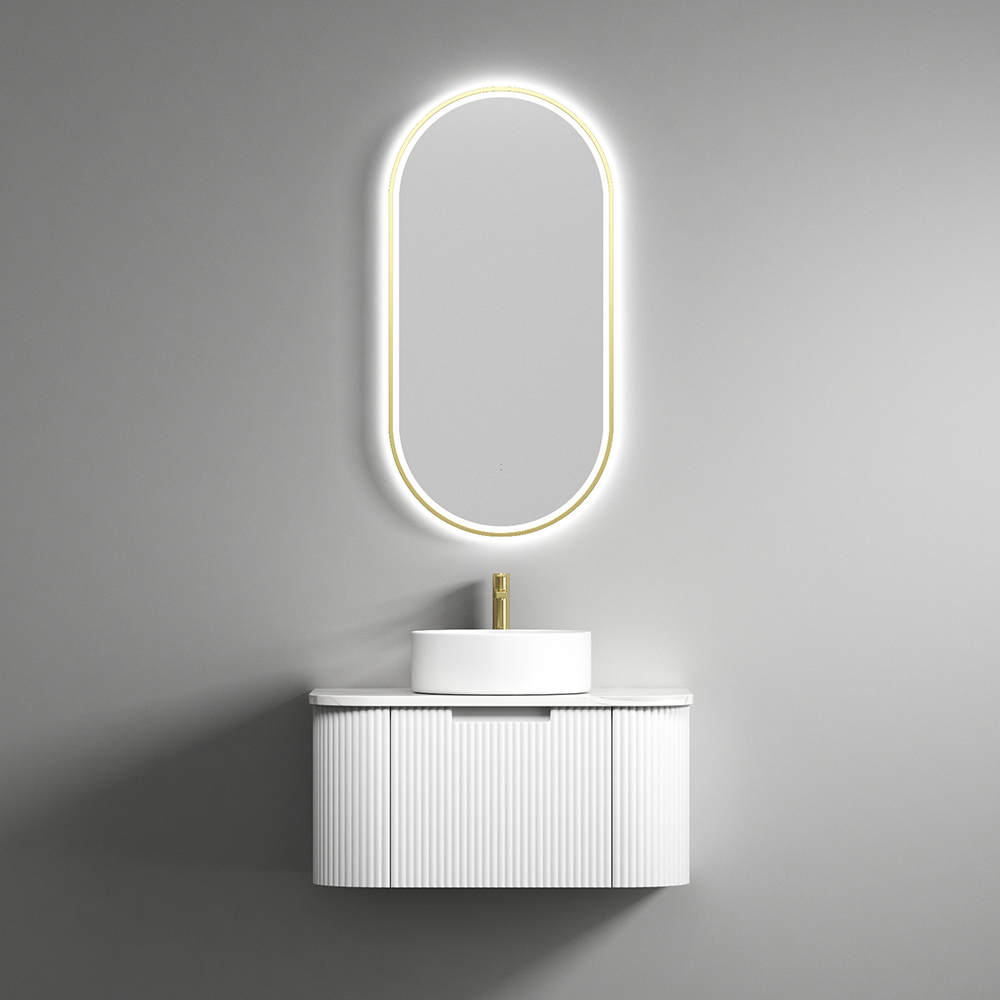 Aulic Beau Monde Oblong Pill LED Mirror Brushed Gold 450 x 900mm LMBM-450-BG Brushed Gold Mirrors