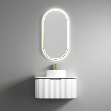 Aulic Beau Monde Oblong Pill LED Mirror Brushed Gold 450 x 900mm LMBM-450-BG Brushed Gold Mirrors