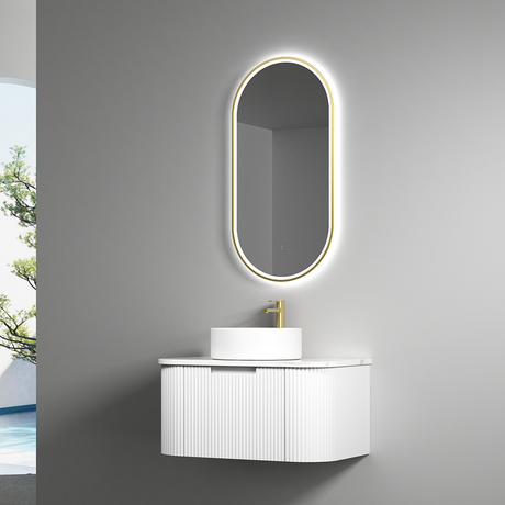 Aulic Beau Monde Oblong Pill LED Mirror Brushed Gold 450 x 900mm LMBM-450-BG Brushed Gold Mirrors