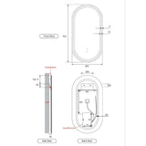 Aulic Beau Monde Oblong Pill LED Mirror Gunmetal 450 x 900mm LMBM-450-GM Gunmetal Mirrors