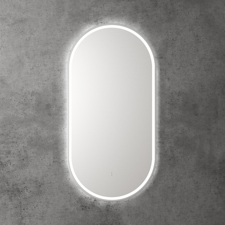 Aulic Beau Monde Oblong Pill LED Mirror Brushed Nickel 450 x 900mm LMBM-450-BN Brushed Nickel Mirrors
