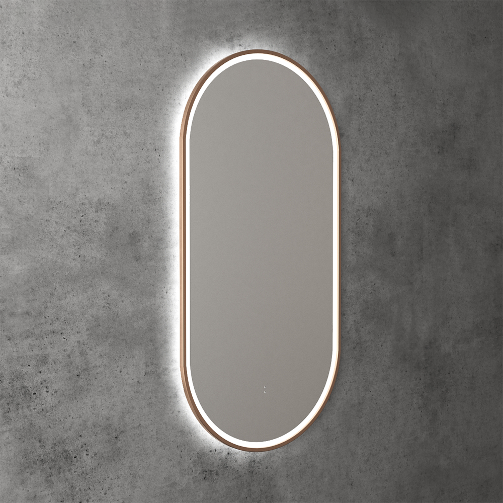 Aulic Beau Monde Oblong Pill LED Mirror Brushed Bronze 450 x 900mm LMBM-450-BZ Brushed Bronze Mirrors