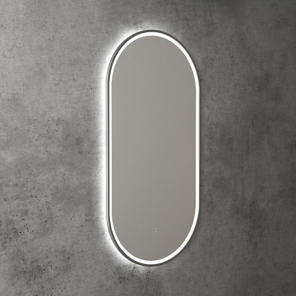 Aulic Beau Monde Oblong Pill LED Mirror Gunmetal 450 x 900mm LMBM-450-GM Gunmetal Mirrors