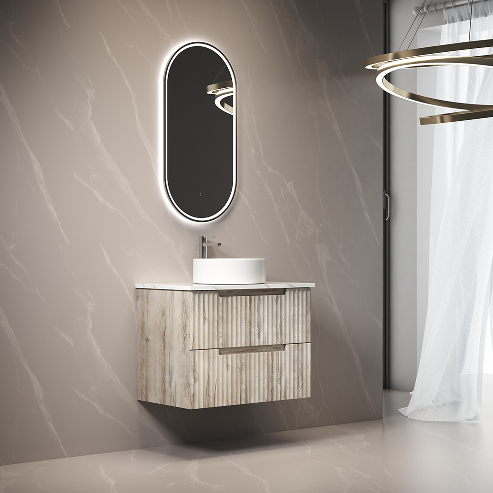 Aulic Beau Monde Oblong Pill LED Mirror Gunmetal 450 x 900mm LMBM-450-GM Gunmetal Mirrors