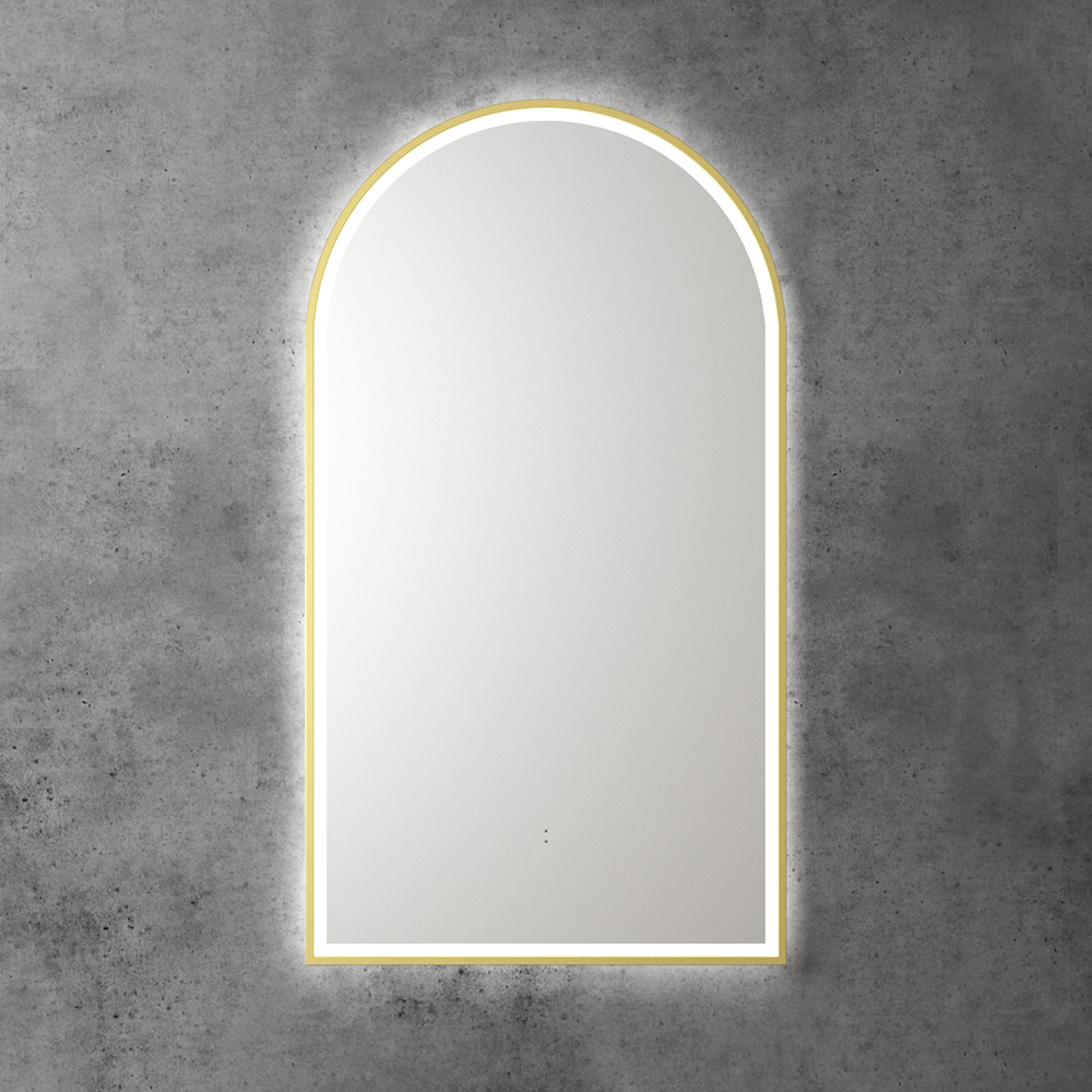 Aulic Canterbury Arch LED Mirror Brushed Gold 500 x 900mm LMCAN-500-BG Brushed Gold Mirrors