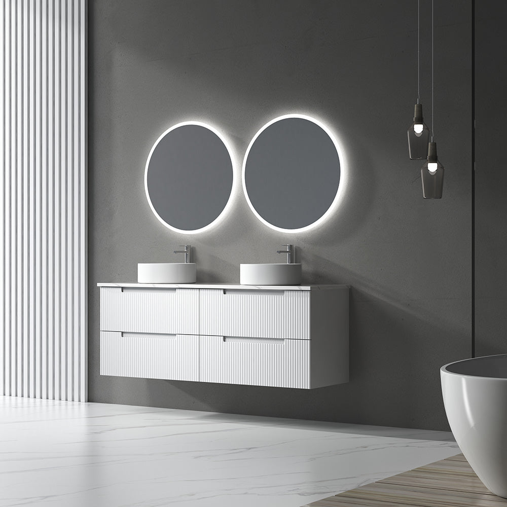 Aulic Windsor Round LED Mirror 700mm Matte White LMWIN-700-MW Matte White Mirrors