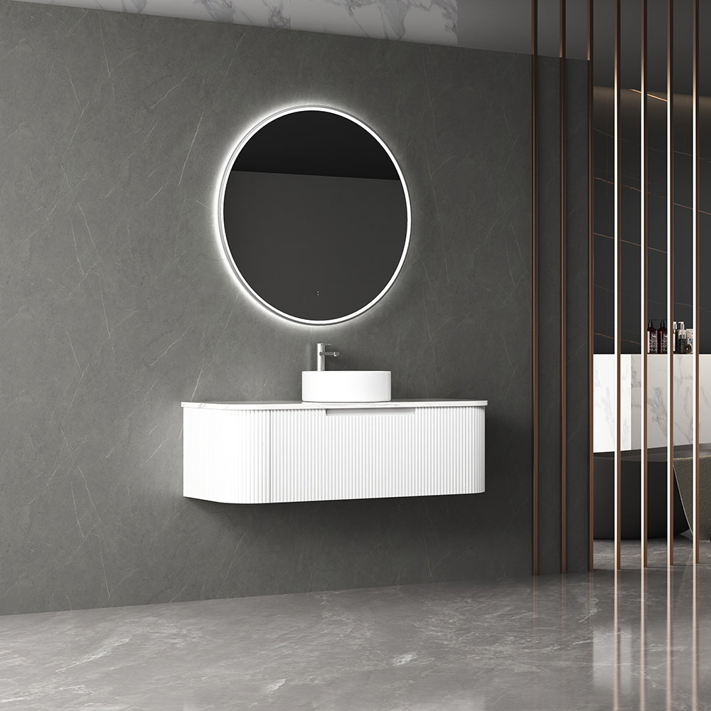 Aulic Windsor Round LED Mirror 900mm Brushed Nickel LMWIN-900-BN Brushed Nickel Mirrors