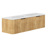 Fienza LOL150USD Lola 1500 Matte Minka Curved Scandi Oak Wall-Hung Vanity, One Tap Hole
