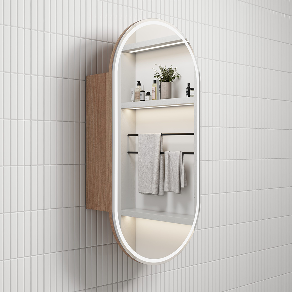 Aulic Beau Monde Oblong LED Mia Shaving Cabinet 450 x 900mm LSCBM-450-MIA Mirrors & Cabinets