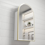 Aulic Canterbury Arch LED Matte White Shaving Cabinet With Brushed Gold Frame 500 x 900mm LSCCAN-500-MW-BG Brushed Gold
