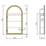 Aulic Canterbury Arch LED Matte White Shaving Cabinet With Brushed Nickel Frame 500 x 900mm LSCCAN-500-MW-BN Brushed