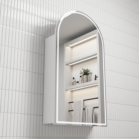 Aulic Canterbury Arch LED Matte White Shaving Cabinet,500 x 900mm LSCCAN-500-MW Frameless Mirrors & Cabinets