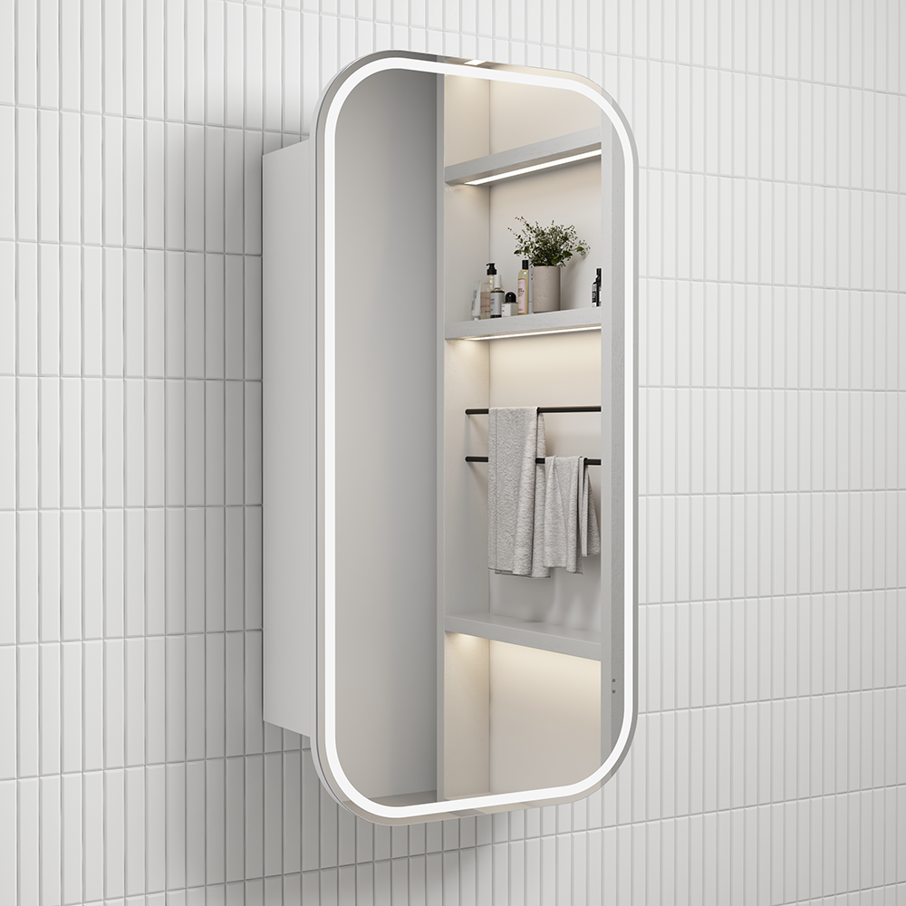 Aulic Vienna LED Matte White Shaving Cabinet 450 x 900mm LSCVIE-450-MW Frameless Mirrors & Cabinets