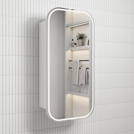 Aulic Vienna LED Matte White Shaving Cabinet 450 x 900mm LSCVIE-450-MW Frameless Mirrors & Cabinets