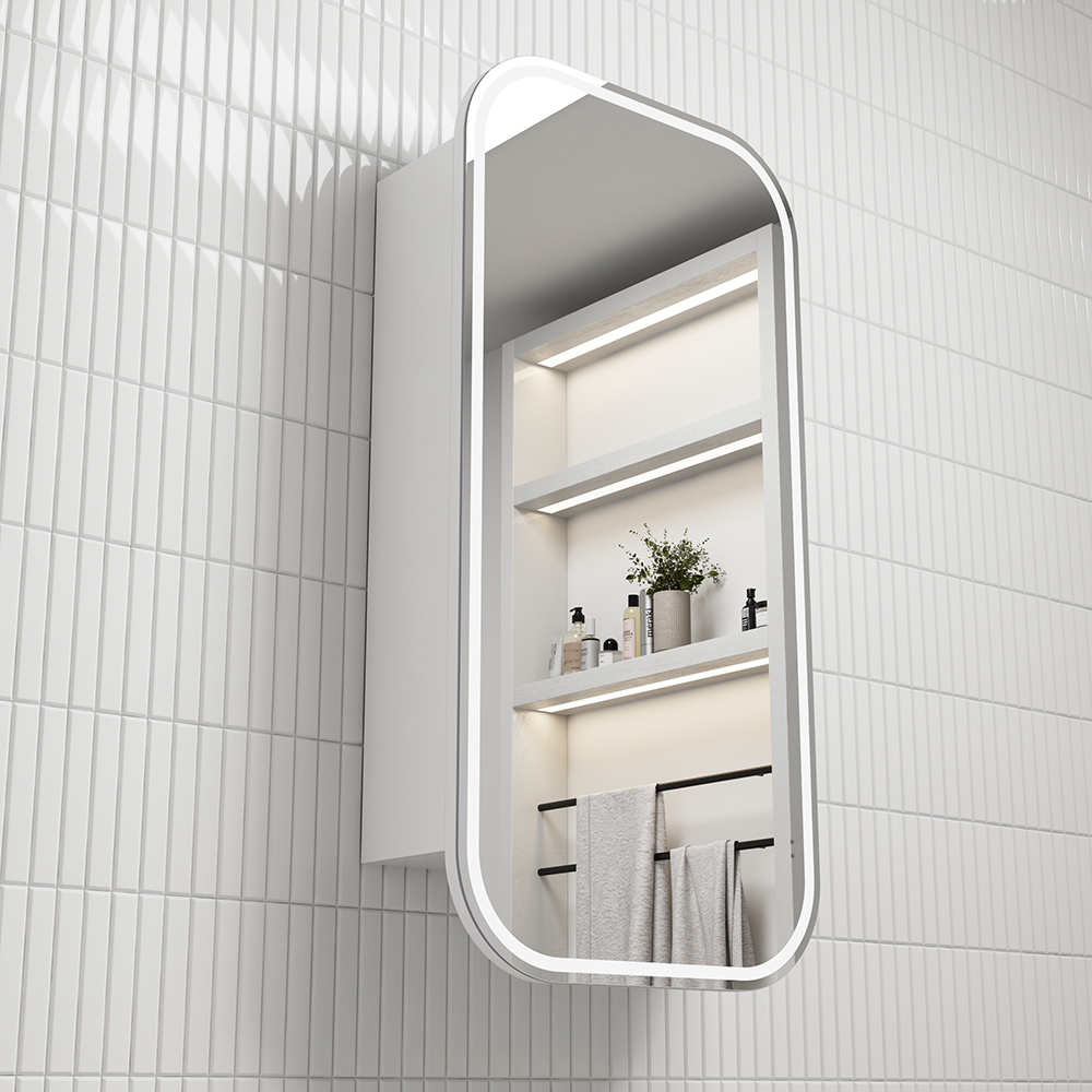 Aulic Vienna LED Matte White Shaving Cabinet 450 x 900mm LSCVIE-450-MW Frameless Mirrors & Cabinets