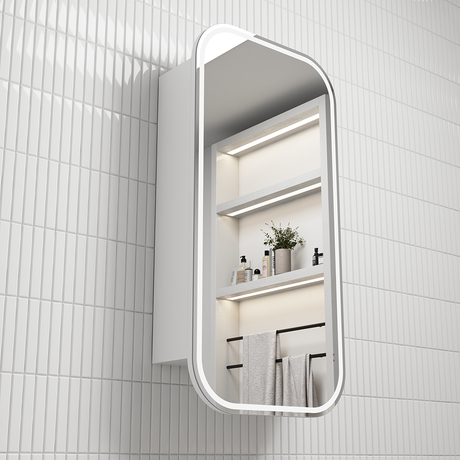 Aulic Vienna LED Matte White Shaving Cabinet 450 x 900mm LSCVIE-450-MW Frameless Mirrors & Cabinets