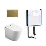 Lafeme Crawford Inwall Cistern Floor Pan Smart Toilet With Brushed Gold Flush Plate
