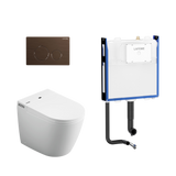 Lafeme Crawford Inwall Cistern Floor Pan Smart Toilet With Brushed Bronze Flush Plate