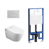 Lafeme Sesto Inwall Cistern Wall Hung Smart Toilet With Brushed Nickel Flush Plate