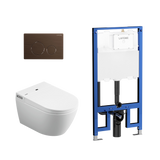 Lafeme Sesto Inwall Cistern Wall Hung Smart Toilet With Brushed Bronze Flush Plate