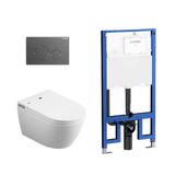 Lafeme Sesto Inwall Cistern Wall Hung Smart Toilet With Gunmetal Flush Plate