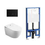 Lafeme Sesto Inwall Cistern Wall Hung Smart Toilet With Matte Black Flush Plate