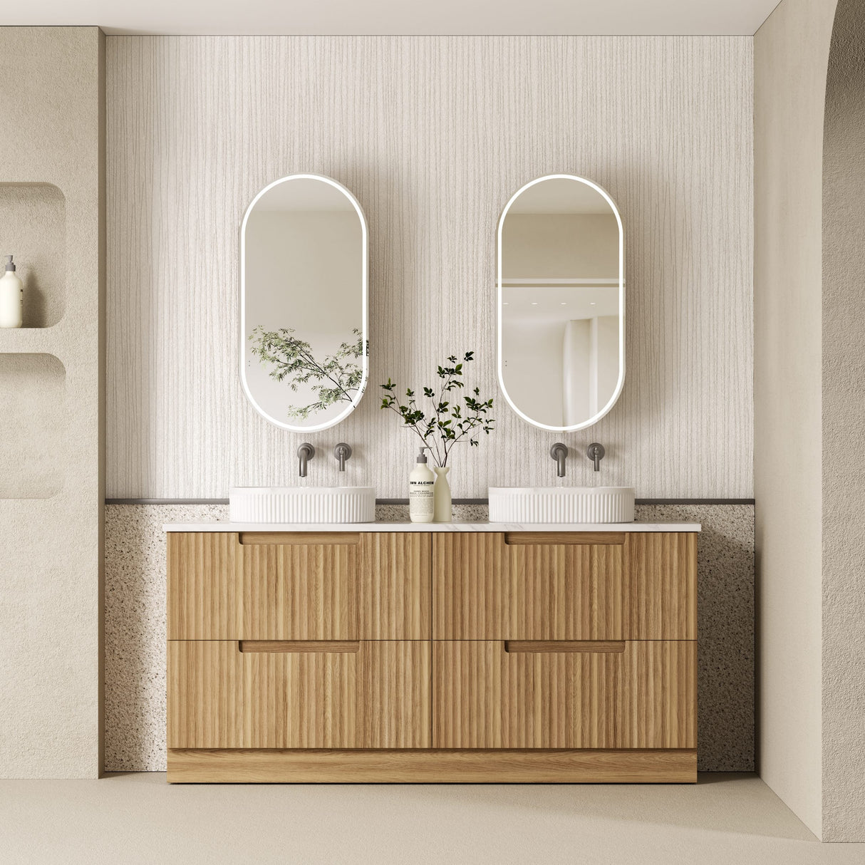 Aulic 1800mm Lovina Floorstanding Vanity with Solid Surface Top Pure Top CA56-1800D-ST56FT Vanity Units