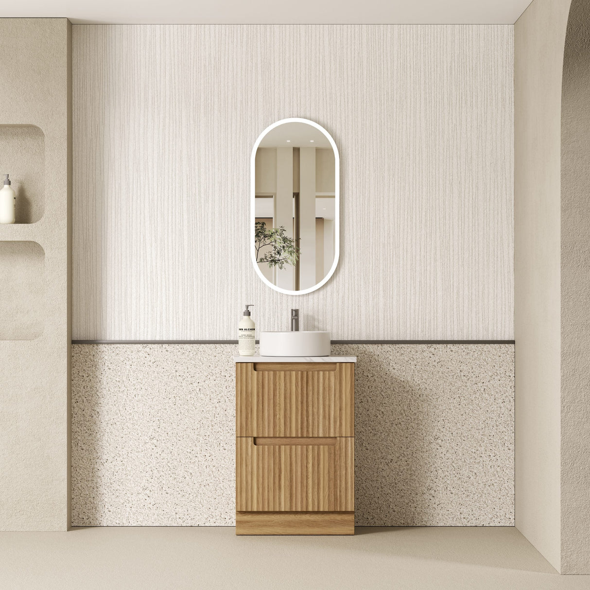 Aulic 600mm Lovina Floorstanding Vanity with Solid Surface Top Snow Top CA56-600-CT28 Vanity Units