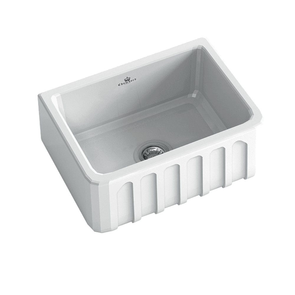 Abey Chambord Louis Single Bowl Fireclay Sink, 595x480x220mm White, LOUIS-1W