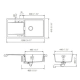 Abey Schock Md-100Lb Mono Single Bowl With Drainer - Magma Black Granite Kitchen Sinks