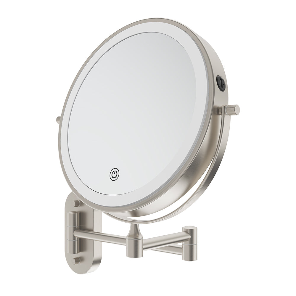 Fienza MM20-BN Swivel LED Magnifying Rechargable Mirror, Brushed Nickel