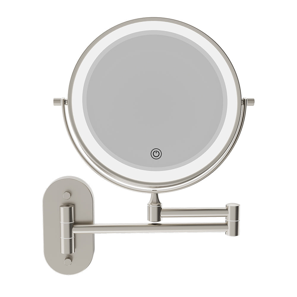 Fienza MM20-BN Swivel LED Magnifying Rechargable Mirror, Brushed Nickel