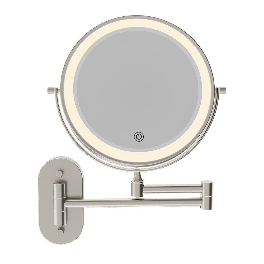 Fienza MM20-BN Swivel LED Magnifying Rechargable Mirror, Brushed Nickel