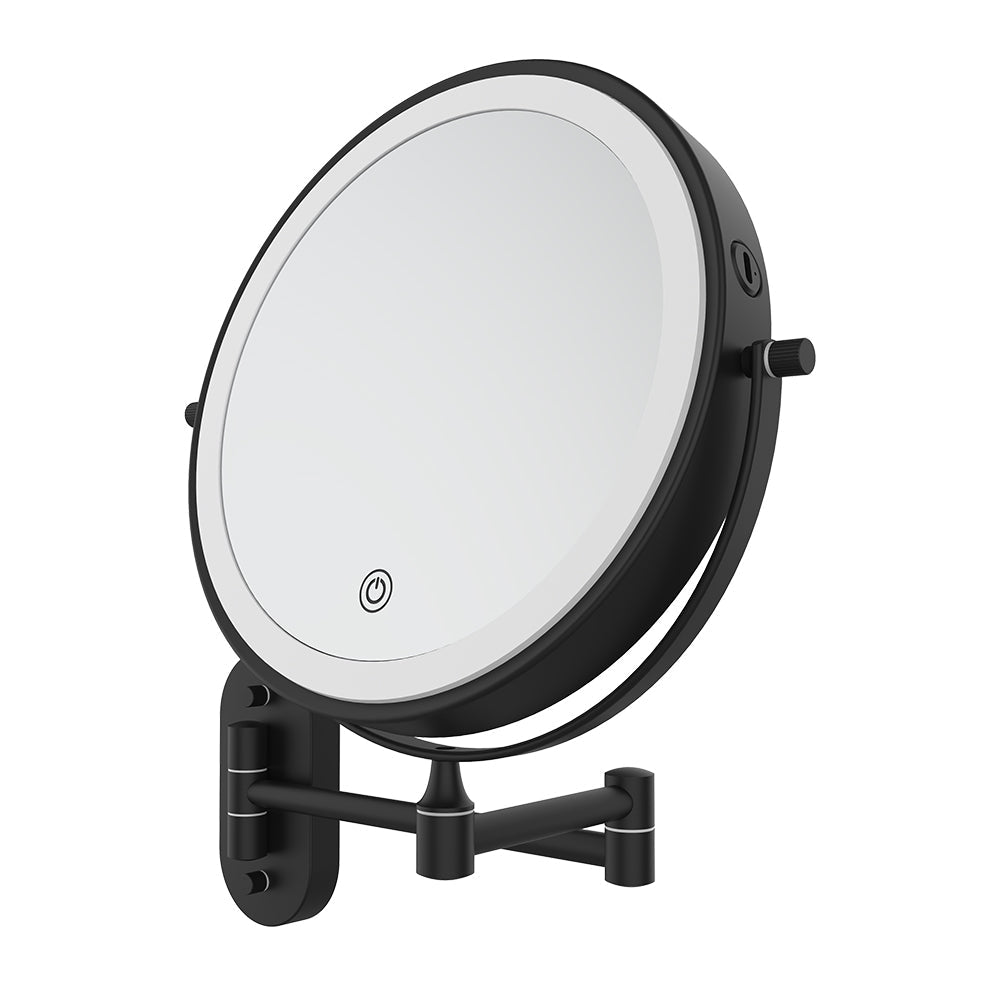 Fienza MM20-B Swivel LED Magnifying Rechargable Mirror, Matte Black