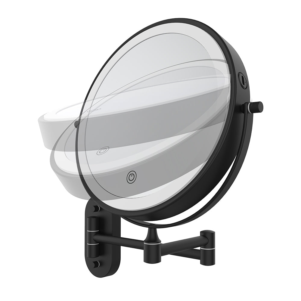 Fienza MM20-B Swivel LED Magnifying Rechargable Mirror, Matte Black