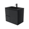 Fienza MON75ZL Montana Fingerpull 750 Satin Black Wall Hung Vanity, Left Drawers