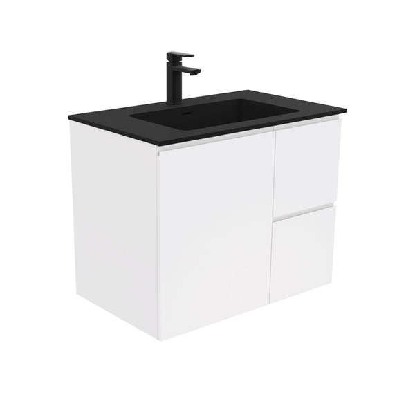 Fienza MON75ZR Montana Fingerpull 750 Gloss White Wall Hung Vanity, Right Drawers