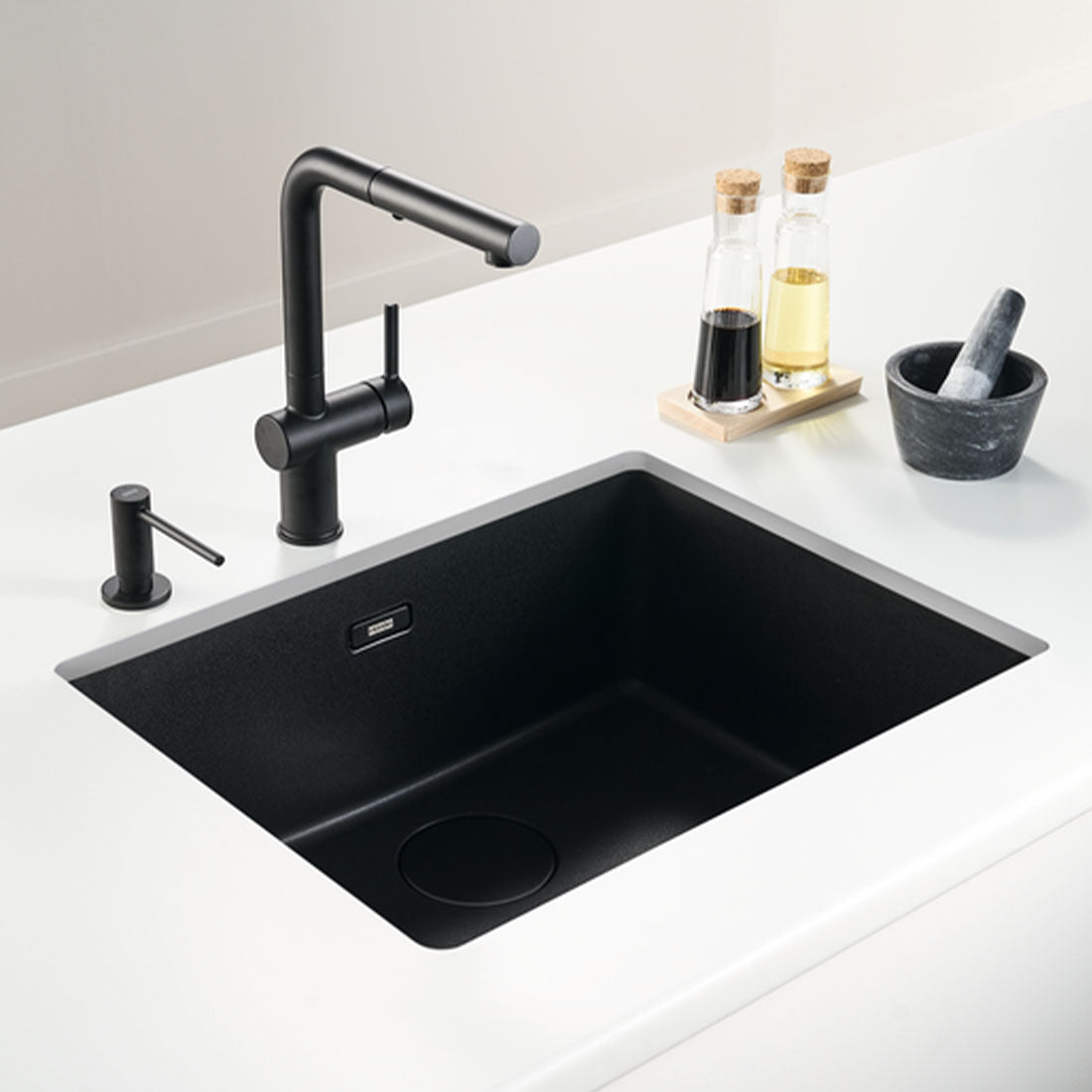 Franke Maris Granite Single Bowl 520mm Undermount Matte Black, MRG110-52MB-B